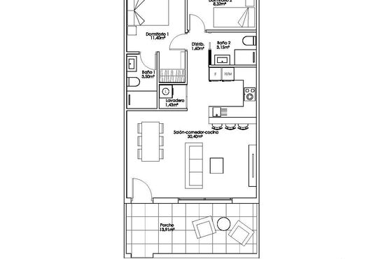 2-izb. Bungalov Na predaj, Alicante, Pilar de La Horadada, Španielsko [N8688]