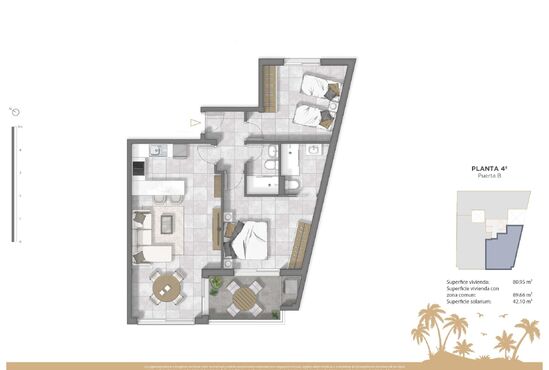 2-izb. Penthouse Na predaj, Alicante, Guardamar del Segura, Španielsko [N9890]