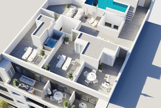 2-izb. Penthouse Na predaj, Alicante, Torrevieja, Španielsko [N9841]