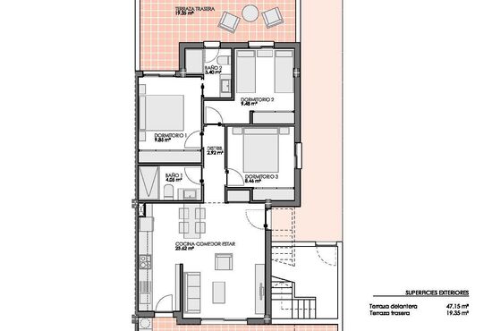 3-izb. Bungalov Na predaj, Alicante, Pilar de La Horadada, Španielsko [N9786]